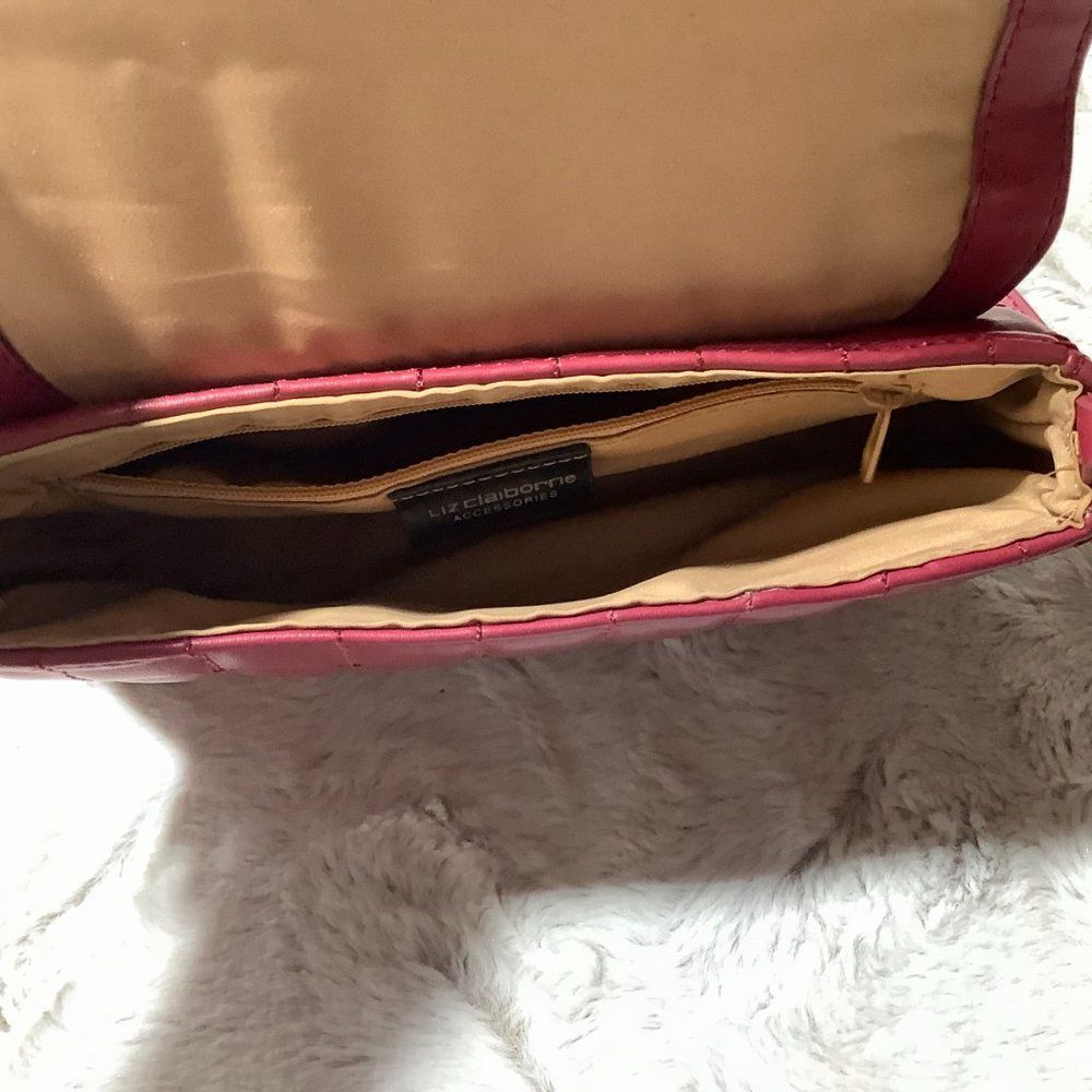 liz claiborne quilted red leather purse - Picture 6 of 12